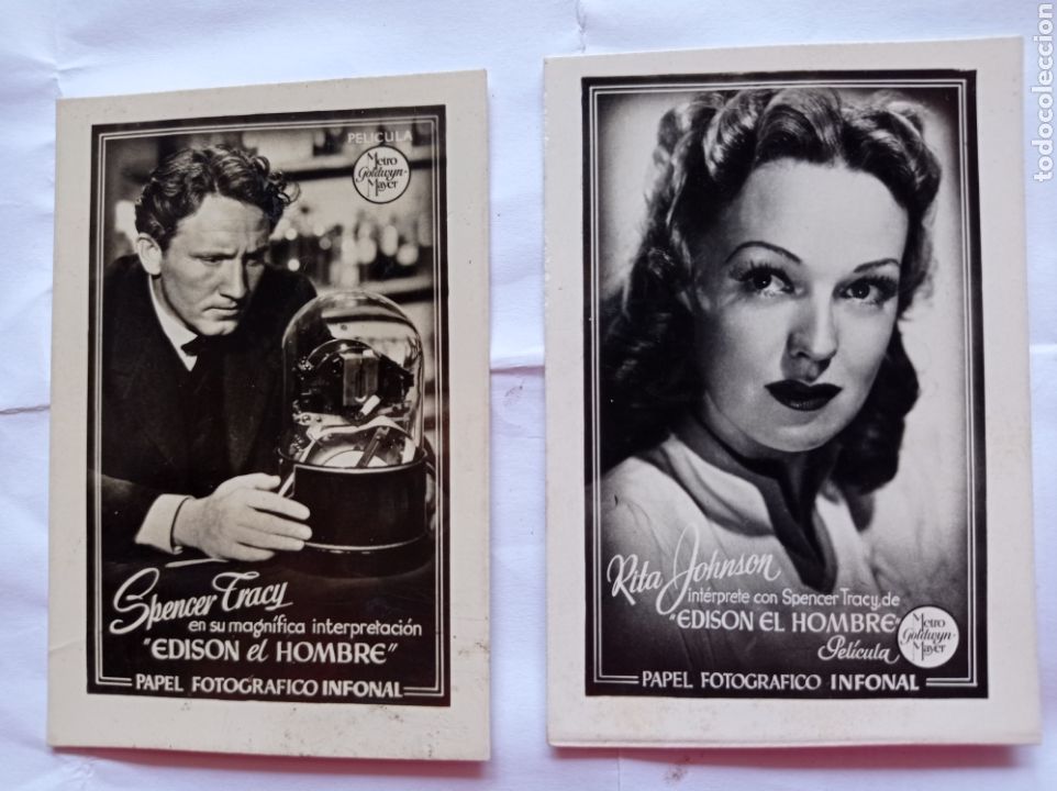 Cine: 2 fotos propaganda papel fotogr&aacute;fico informal,Edison el hombre
