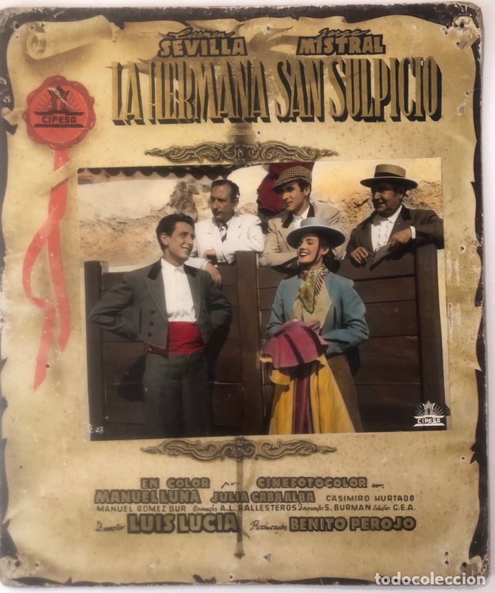 Cine: Fotocromo original Cifesa la hermana san Sulpicio.Jorge mistral Carmen sevilla 31 x 36 cm
