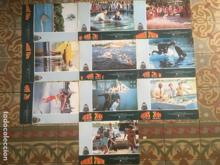 Kino: tiburon jaws 3 3d el gran tiburon dennis quaid 10 fotocromos original estreno