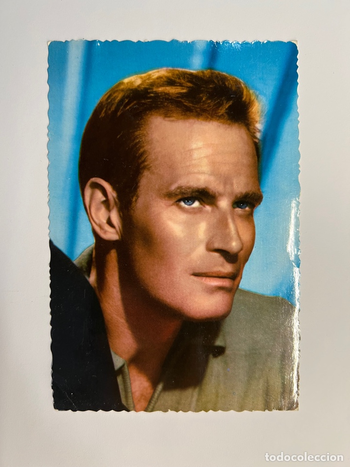 Cine: CHARLTON HESTON. Postal No. C-58, en La Paloma que tom&oacute; Roma. Archivo Bermejo (a.1963) c&iacute;rculada