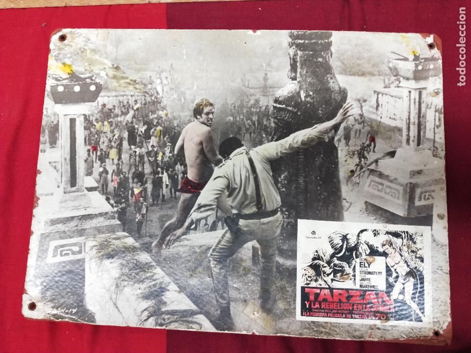 Cinema: TARZAN Y LA REBELION EN LA JUNGLA. RON ELY. FOTO-CROMO EN CARTON. 39 X 28.