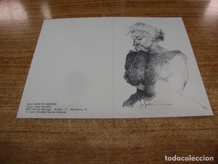 Cine: TARJETA DOBLE TIPO POSTAL SERIE MARILYN MONROE EDITA NORMA EDITORIAL AUTOR JOSE GONZALEZ