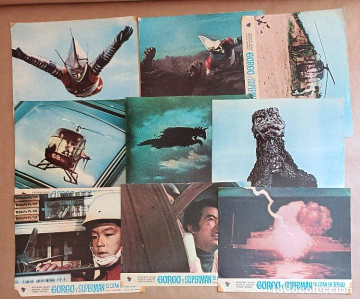 Cine: LOTE 9 FOTOCROMOS GORGO Y SUPERM&Aacute;N SE CITAN EN TOKIO