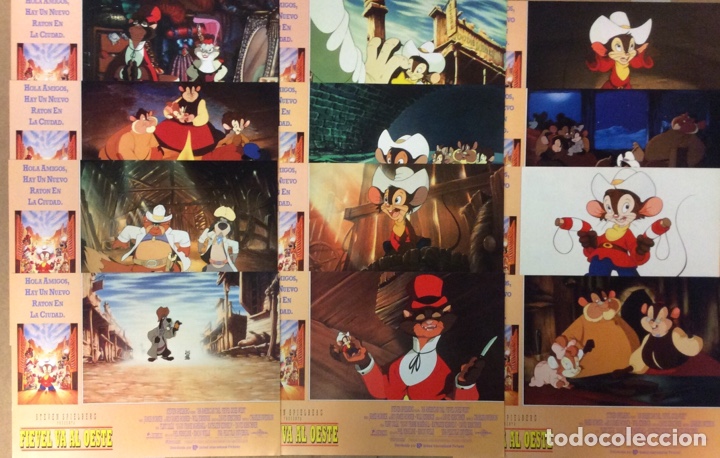 Kino: FIEVEL VA AL OESTE (1988). SET COMPLETO DE FOTOCROMOS (12) PEL&Iacute;CULA ANIMACI&Oacute;N SPIELBERG.