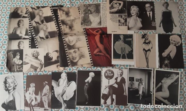 Cine: Lote de siete postales de los a&ntilde;os 80 de Marilyn Monroe y nueve recortes de prensa