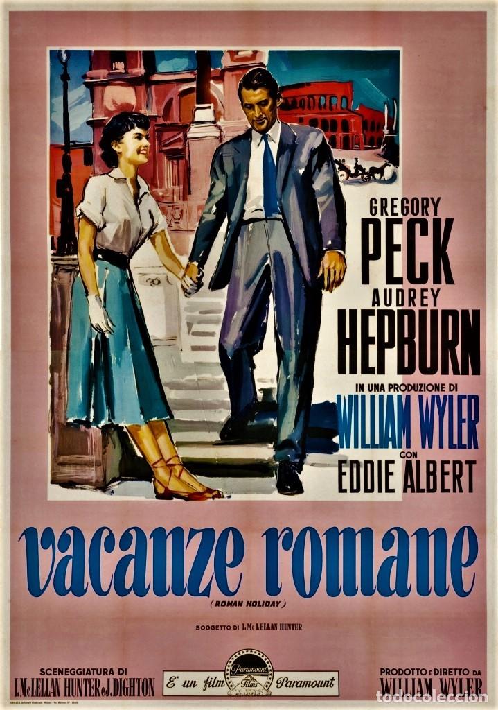 Cine: Tarjetas x2 cartel cine repro. 14,5x10cm. Audrey Hepurn Fred Astaire Gregory Peck.