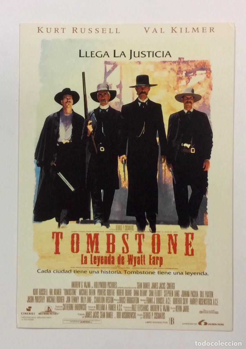 Kino: TOMBSTONE, LA LEYENDA DE WYATT EARP (KURT RUSSELL, VAL KILMER). POSTAL PROMOCIONAL DE LA PEL&Iacute;CULA.