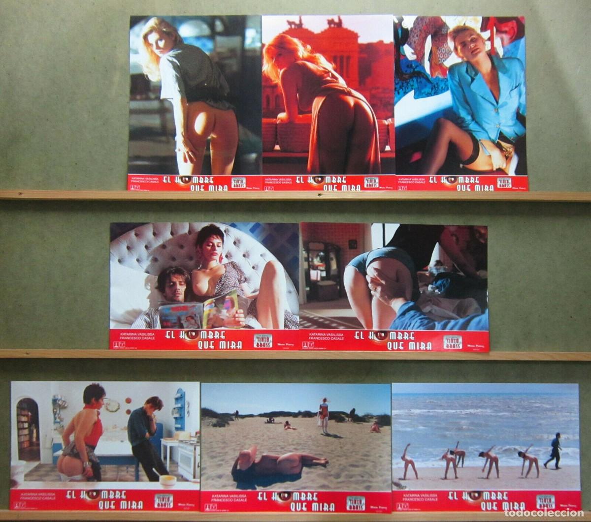 Cin&eacute;ma: 2ZS28 EL HOMBRE QUE MIRA TINTO BRASS SET 8 FOTOCROMOS ORIGINAL ESTRENO