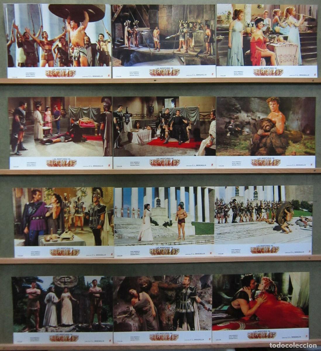 Cine: 2ZR12D LAS AVENTURAS DE HERCULES JAYNE MANSFIELD PEPLUM SET COMPLETO 12 FOTOCROMOS ORIGINAL ESTRENO