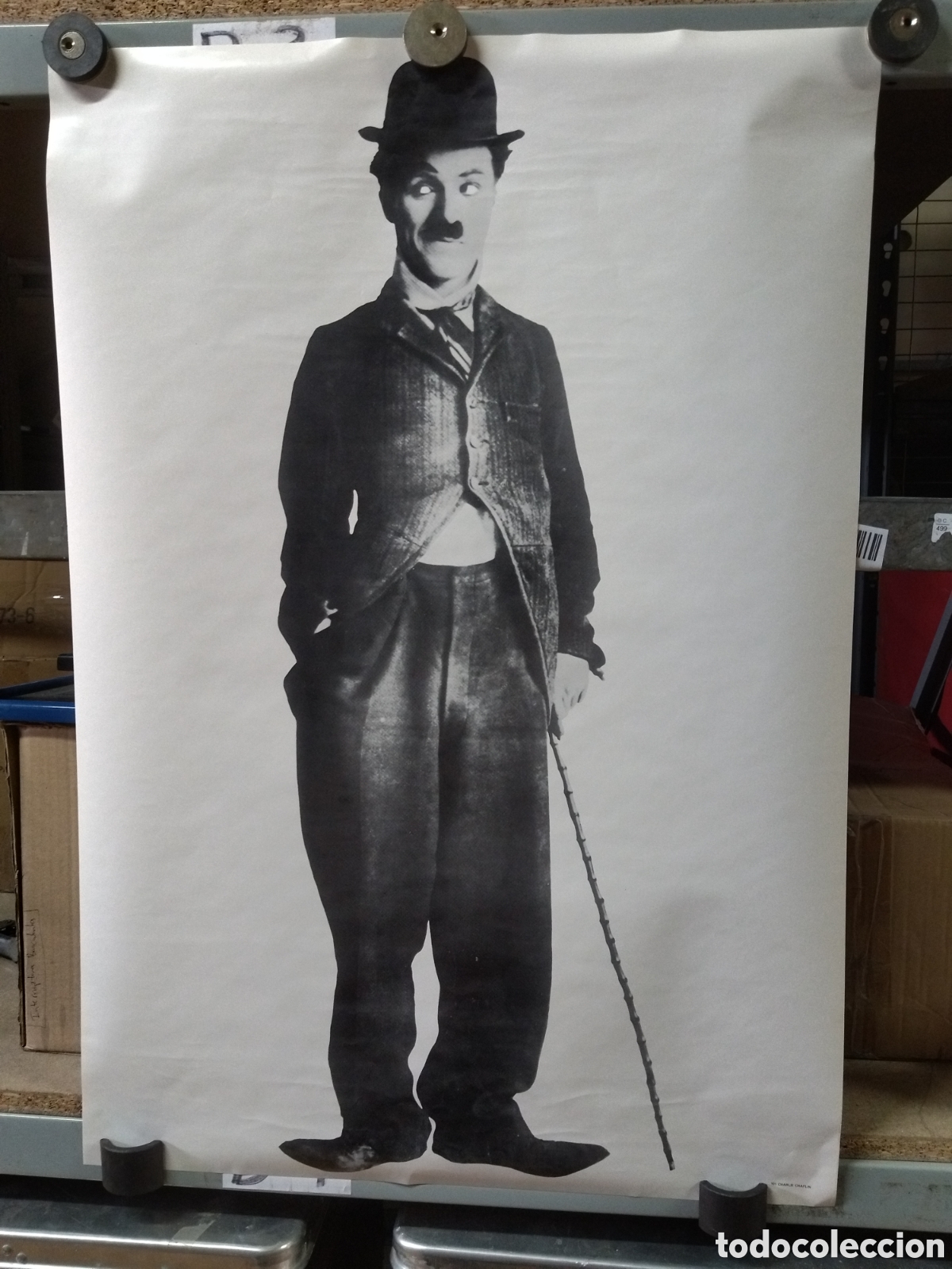 Cine: Poster fotograf&iacute;a Charly Chaplin a&ntilde;os 80. Nunca usado.