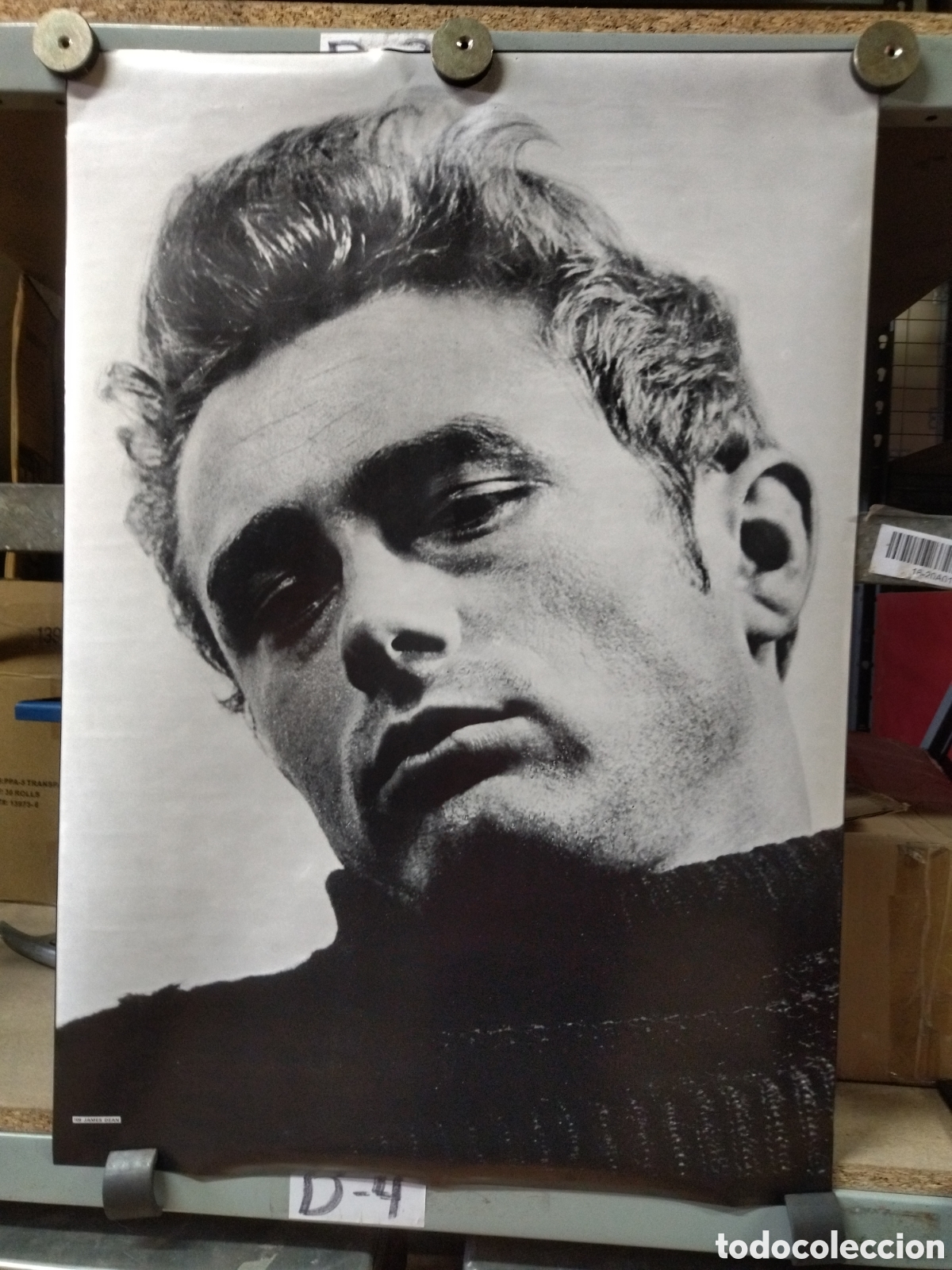 Cine: Poster fotograf&iacute;a de James Dean. A&ntilde;os 80. Nuevo. Nunca usado
