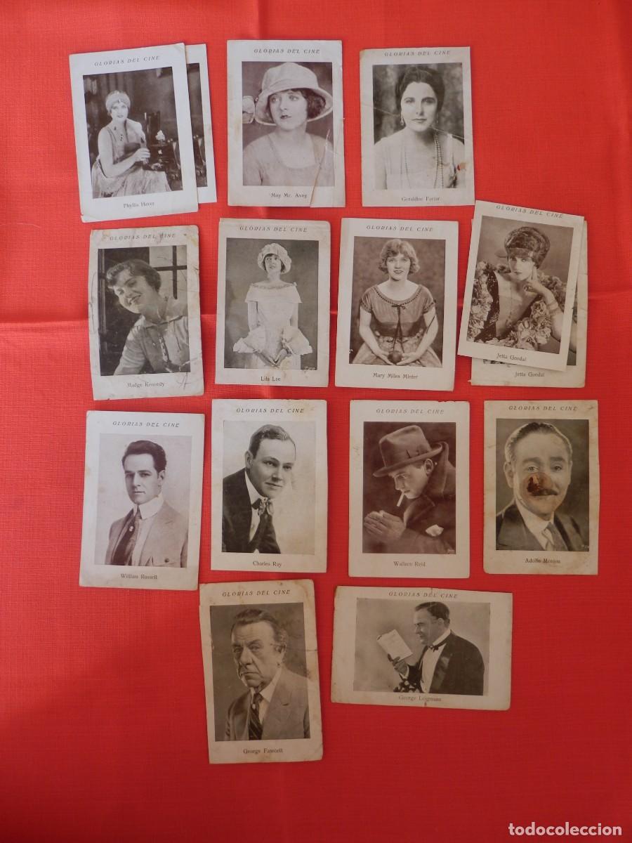 Cine: glorias del cine serie C, 15 cromos a&ntilde;os 20, dos repetidos, diferentes publicidades