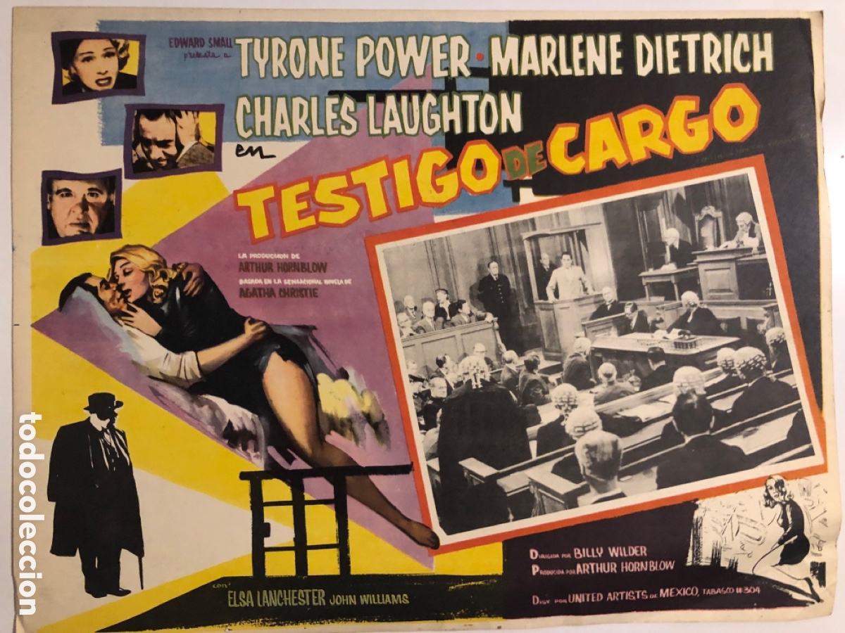 Cine: Fotocromo mexicano testigo de cargo marlene Dietrich tyrone power charles laughton
