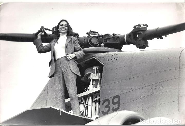 Kino: F33119 DIANA LORYS helicoptero FOTO B/N ORIGINAL ESPA&Ntilde;OLA