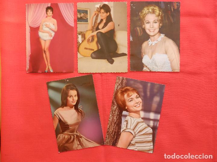 Cin&eacute;ma: Lote 5 postales actrices, N.Wood,C. Cardinale,R. Durcal, K. Novak, F. Arnoul. A&ntilde;os 60