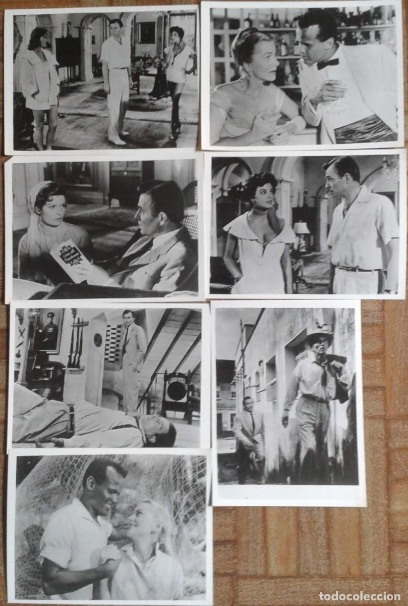 Cine: UNA ISLA AL SOL. 7 FOTOS 12X16. JOAN FONTAINE, HARRY BELAFONTE, JAMES MASON, JOAN COLLINS