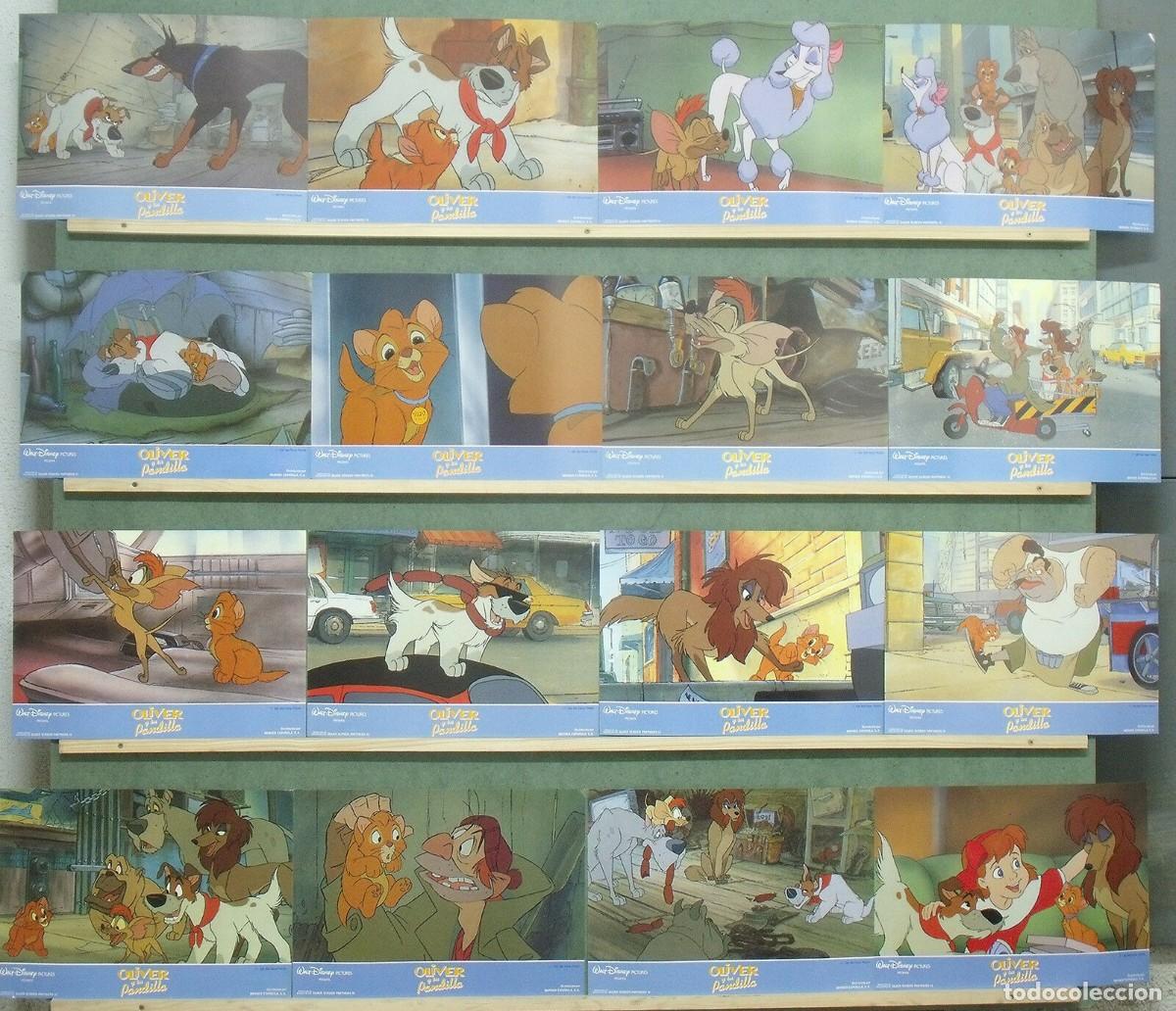 Cine: ADC28 OLIVER Y SU PANDILLA WALT DISNEY SET COMPLETO 16 FOTOCROMOS ORIGINAL ESTRENO