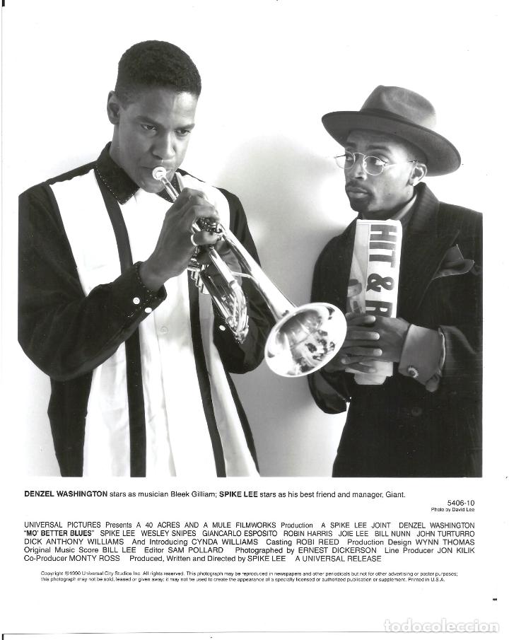Cinema: F33883 DENZEL WASHINGTON SPIKE LEE DIRECTOR MO BETTER BLUES FOTO ORIGINAL B/N AMERICANA