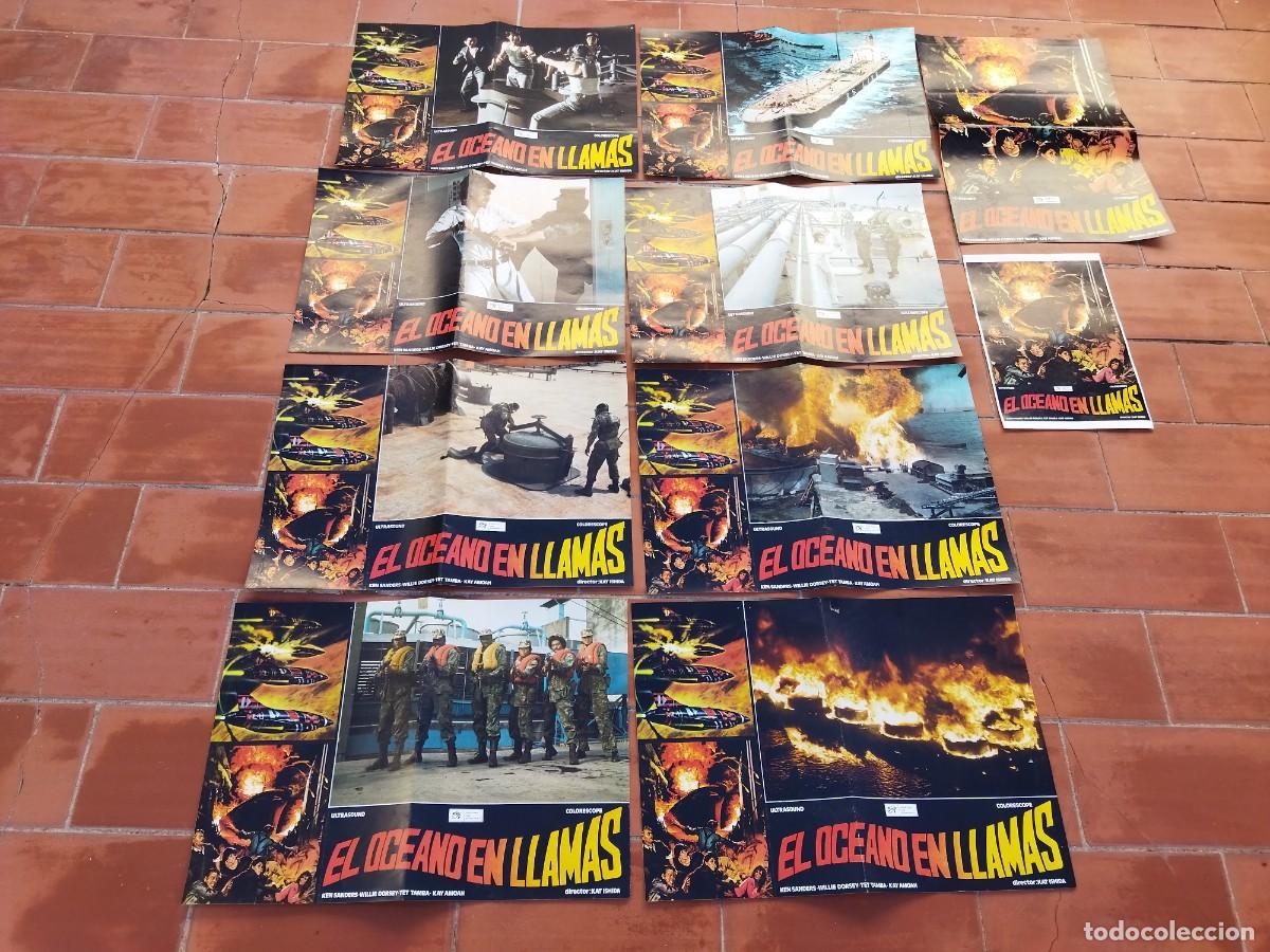 Cinema: 9 fotocromos 33x45 de cine movie set completo+GUIA ver fotos EL OCEANO EN LLAMAS ken sanders