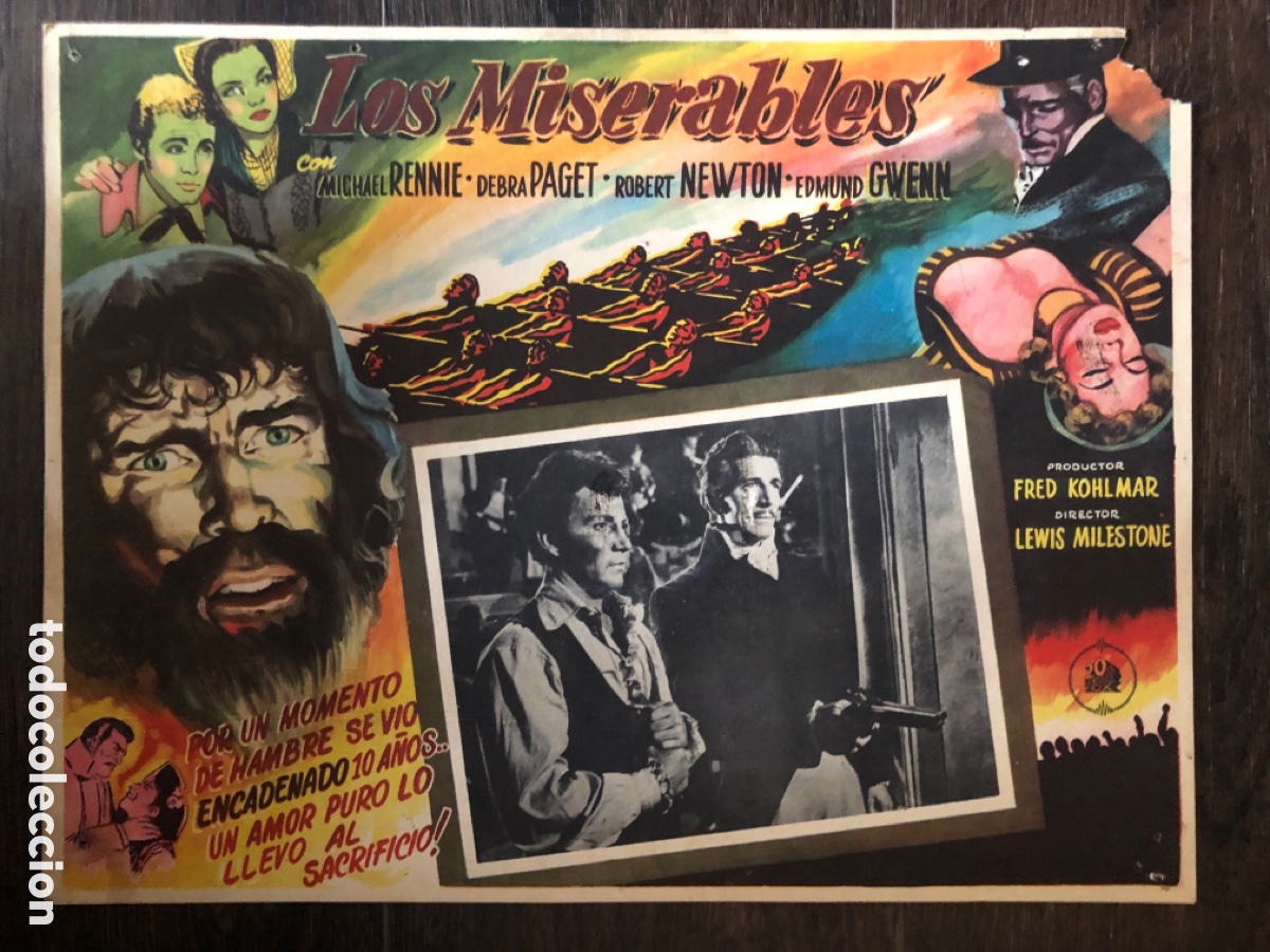Cine: Fotocromo mexicano los miserables Michael Rennie Debra Paget