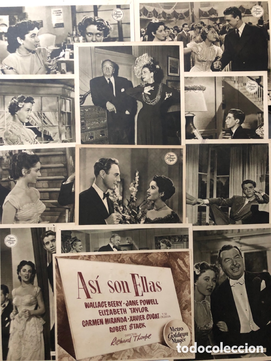 Cine: Set 13 fotocromos MGM as&iacute; son ellas elizabeth taylor carmen miranda jane powell xavier cugat