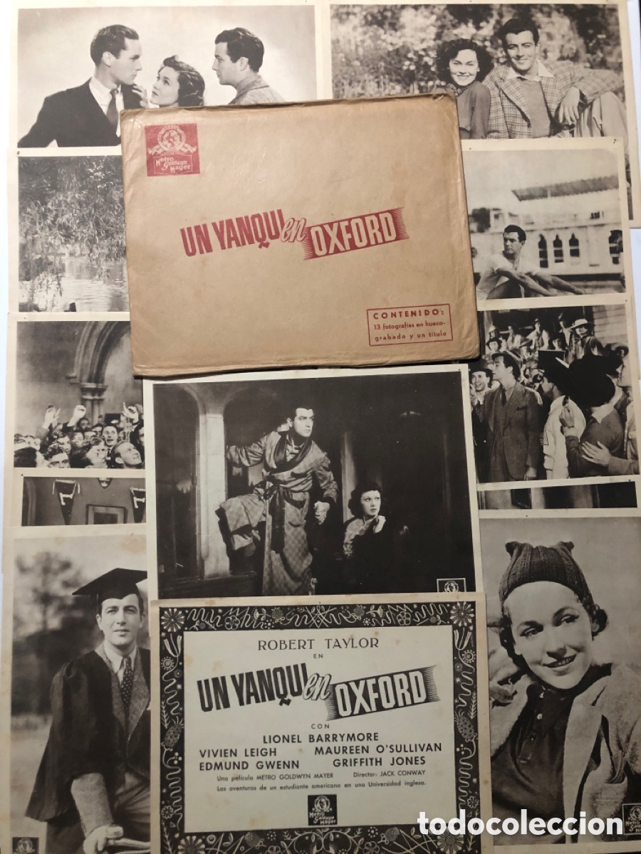 Cine: Set 13 fotocromos MGM un yanqui en Oxford robert taylor Vivien leigh maureen o,sullivan
