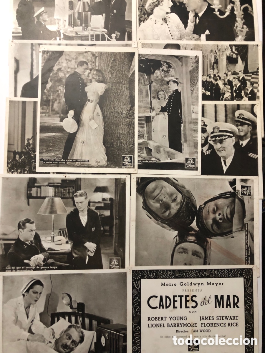 Cine: Set 12 fotocromos MGM cadetes del mar lionel barrymore james stewart robert young florence rice