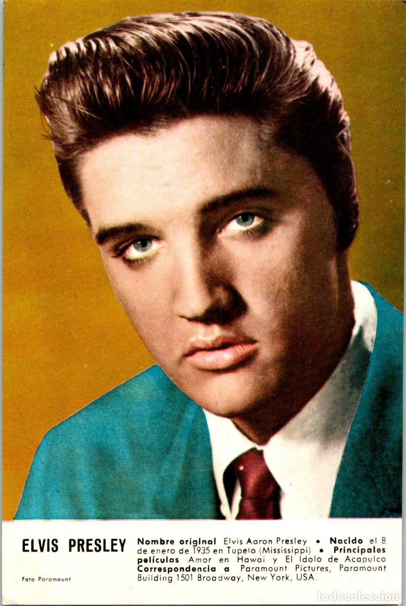 Cine: Elvis Presley - Foto Paramount - Peque&ntilde;a Ficha T&eacute;cnica - Reverso en Blanco - 152x102mm