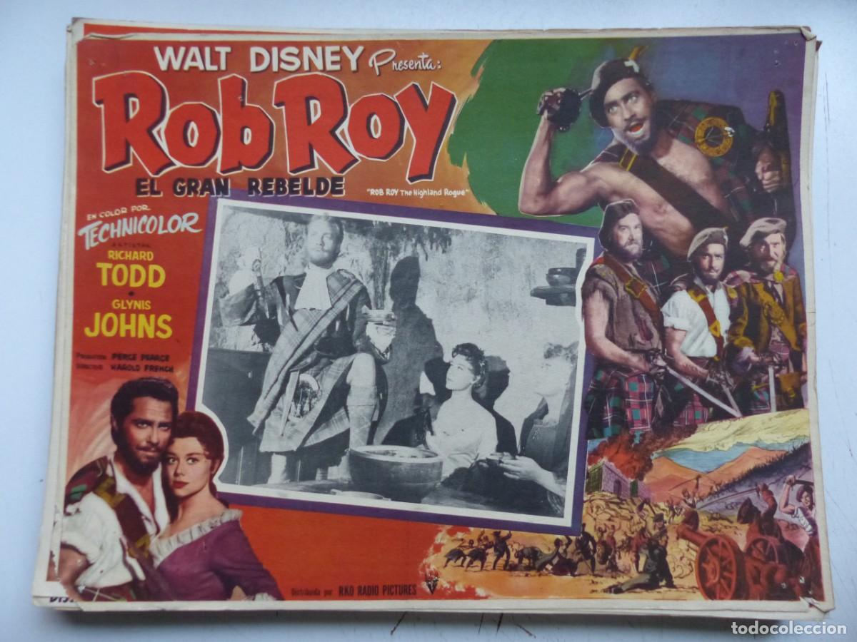 Cine: LOBBY CARD MEXICANO - ROB ROY, EL GRAN REBELDE, RICHARD TODD, GLYNIS JOHNS, WALT DISNEY