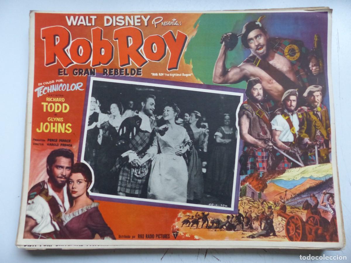 Cine: LOBBY CARD MEXICANO - ROB ROY, EL GRAN REBELDE, RICHARD TODD, GLYNIS JOHNS, WALT DISNEY