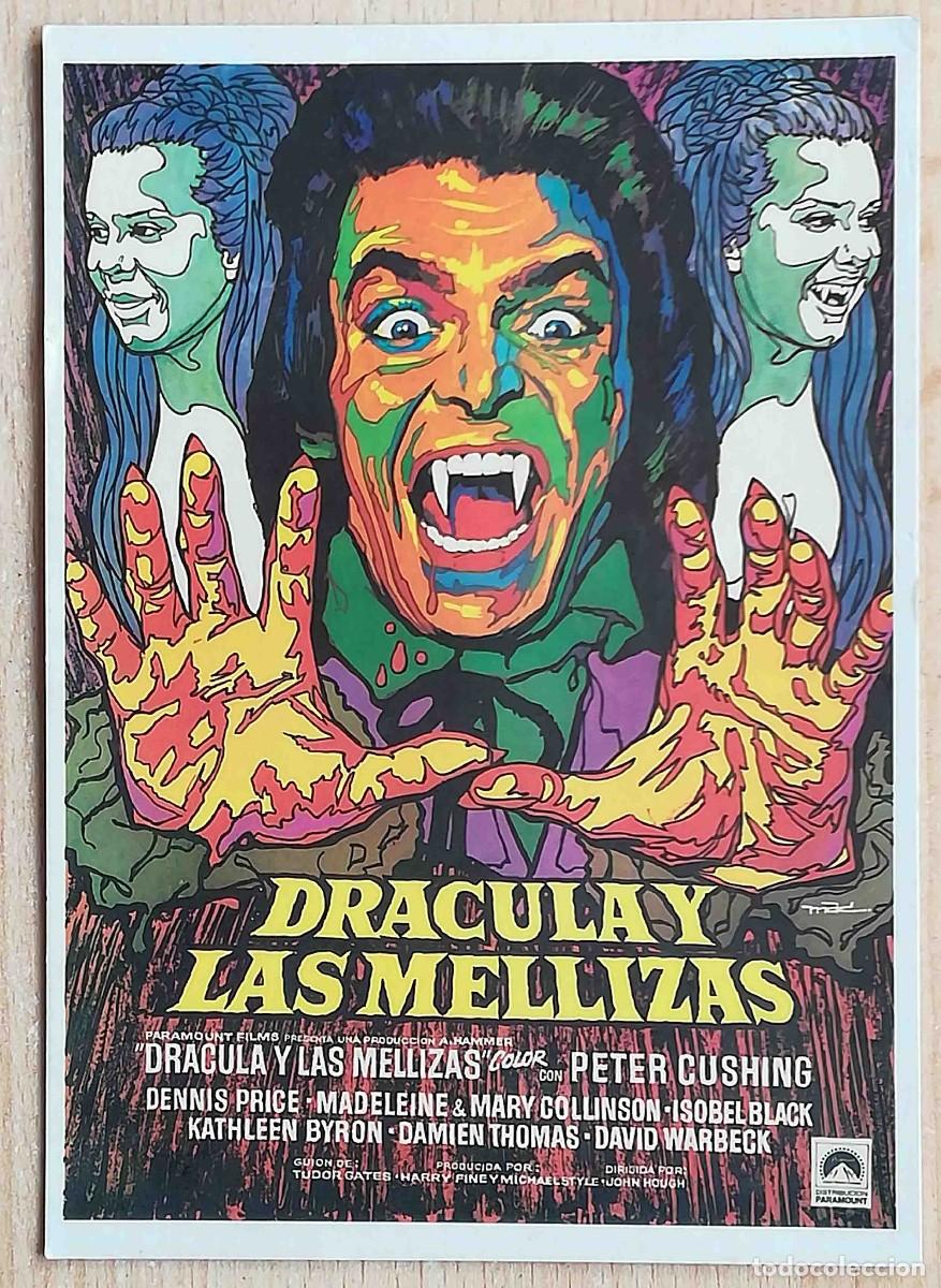 Cine: Postal de la pel&iacute;cula Dr&aacute;cula y las mellizas, 1971. Pete Cushing.