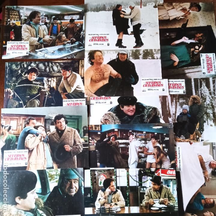 Cine: SUFRIDOS CIUDADANOS: WALTER MATTHAU, ROBIN WILLIAMS... 12 FOTOCROMOS CARTEL TAQUILLA 35x25cm.