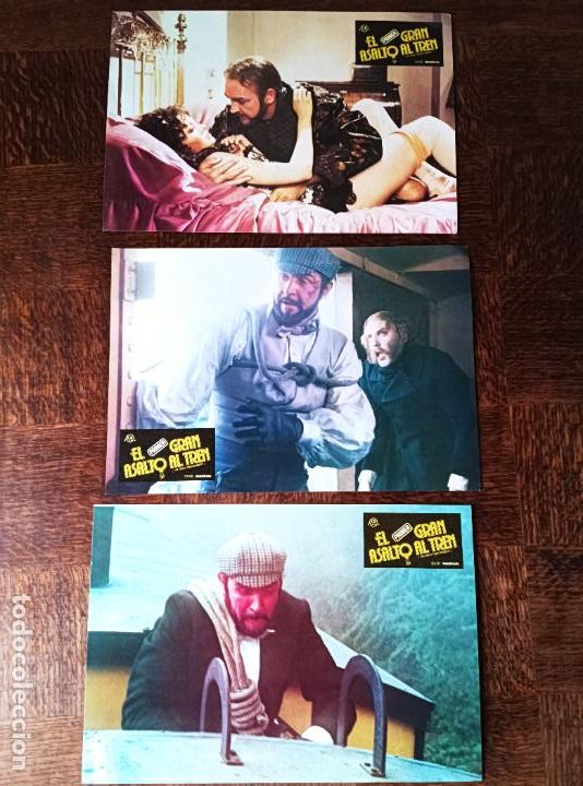 Cine: EL PRIMER GRAN ASALTO AL TREN, SEAN CONNERY, DONALD SUTHERLAND... 3 FOTOCROMOS TAQUILLA 35x25cm.