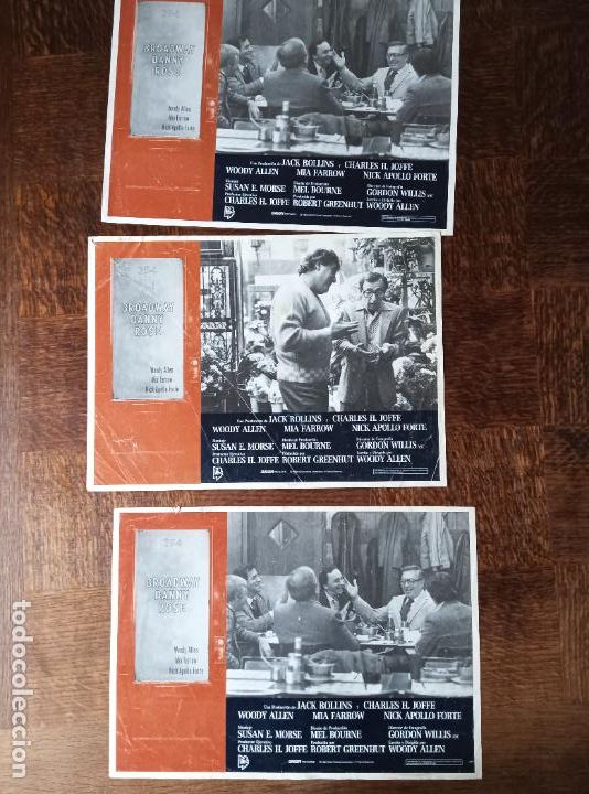 Cinema: BROADWAY DANNY ROSE, WOODY ALLEN... 3 FOTOCROMOS CARTEL TAQUILLA 35x25cm.