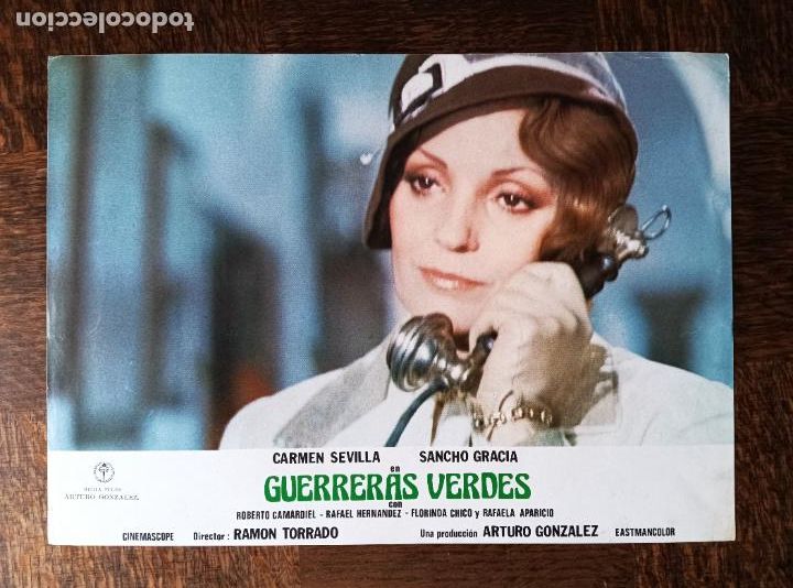 Cine: GUERRERAS VERDES, CARMEN SEVILLA... 1 FOTOCROMO CARTEL TAQUILLA 35x25cm.