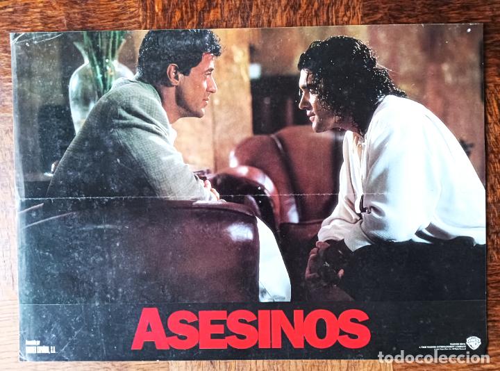 Cine: ASESINOS, SYLVESTER STALLONE, ANTONIO BANDERAS... 1 FOTOCROMO CARTEL TAQUILLA 35x25cm.