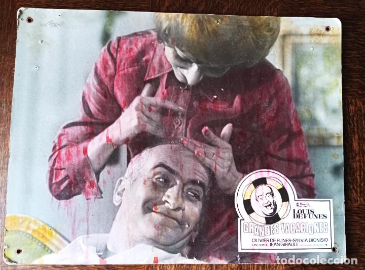 Cine: GRANDES VACACIONES, Louis de Fun&egrave;s. 1 FOTOCROMO EN CARTON DURO TAQUILLA 35x25cm.