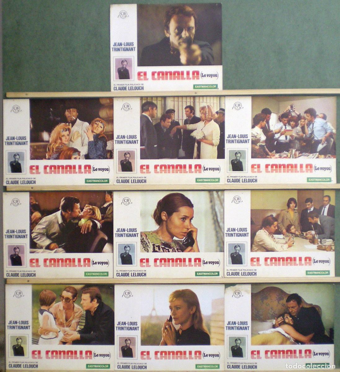 Cinema: RP76D EL CANALLA LE VOYOU CLAUDE LELOUCH JEAN LOUS TRINTIGNANT SET COMPLT 10 FOTOCROMOS ORIG ESTRENO