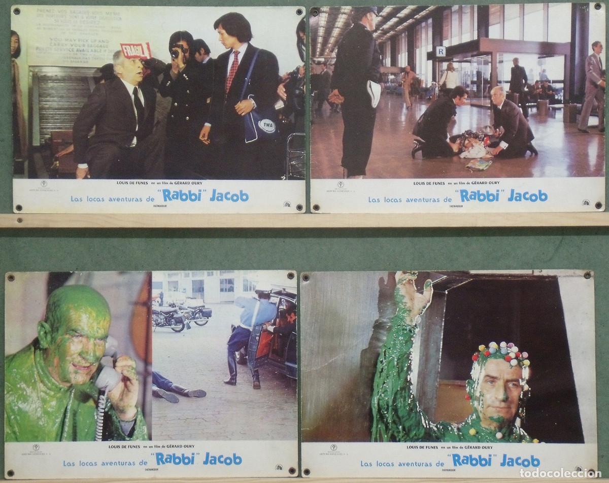Cine: RG00D LAS LOCAS AVENTURAS DE RABBI JACOB LOUIS DE FUNES 4 FOTOCROMOS CARTON ORIGINAL ESTRENO RARO