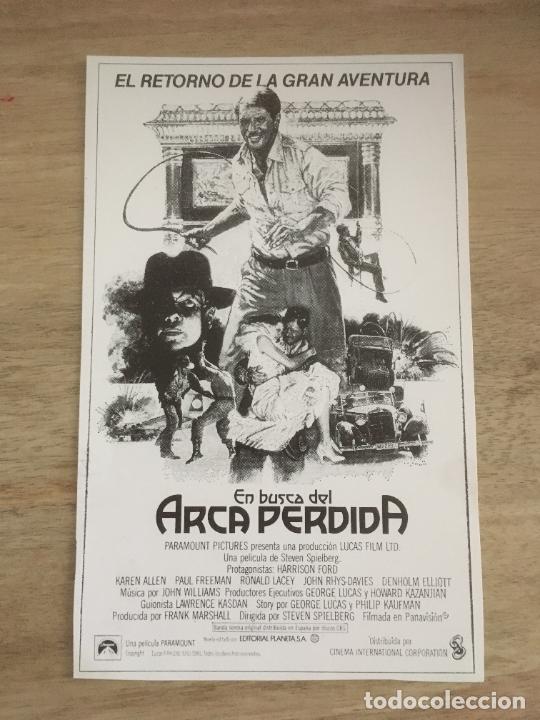 Cine: en busca del arca perdida indiana jones harrison ford cliche prensa original del estreno