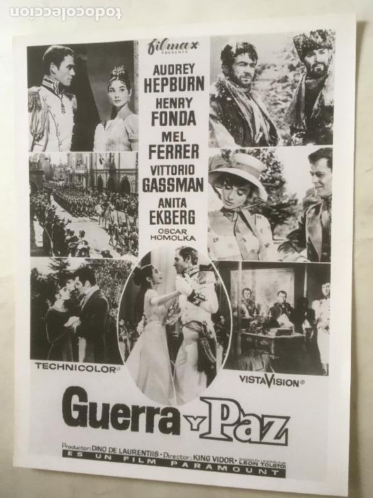 Cine: guerra y paz audrey hepburn foto espa&ntilde;ola original reposicion