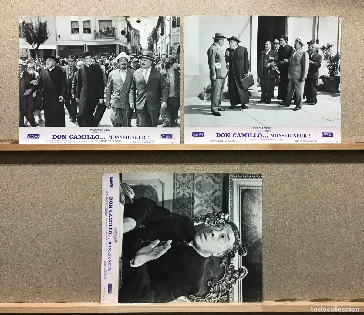 Cine: DON CAMILLO... MONSEIGNEUR!, FERNANDEL, GINO CERVI - SET 3 FOTOCROMOS
