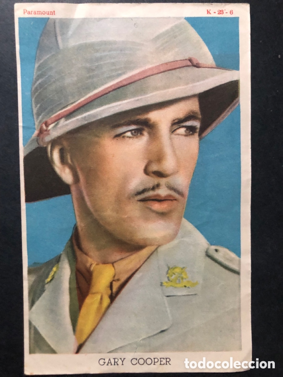 Cine: Cromo 9 x 14 cm Gary Cooper con publicidad productos de belleza Risler
