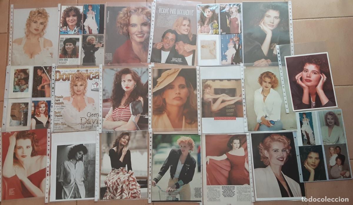 Cine: GEENA DAVIS, 26 p&aacute;ginas de recortes de prensa grandes, 30 peque&ntilde;os y 1 ficha Cacitel