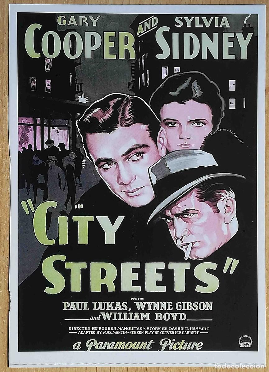 Cine: Las calles de la ciudad. R. Mamoulian, 1931 (Gary Cooper, S. Sidney) Programa de mano revista acci&oacute;n