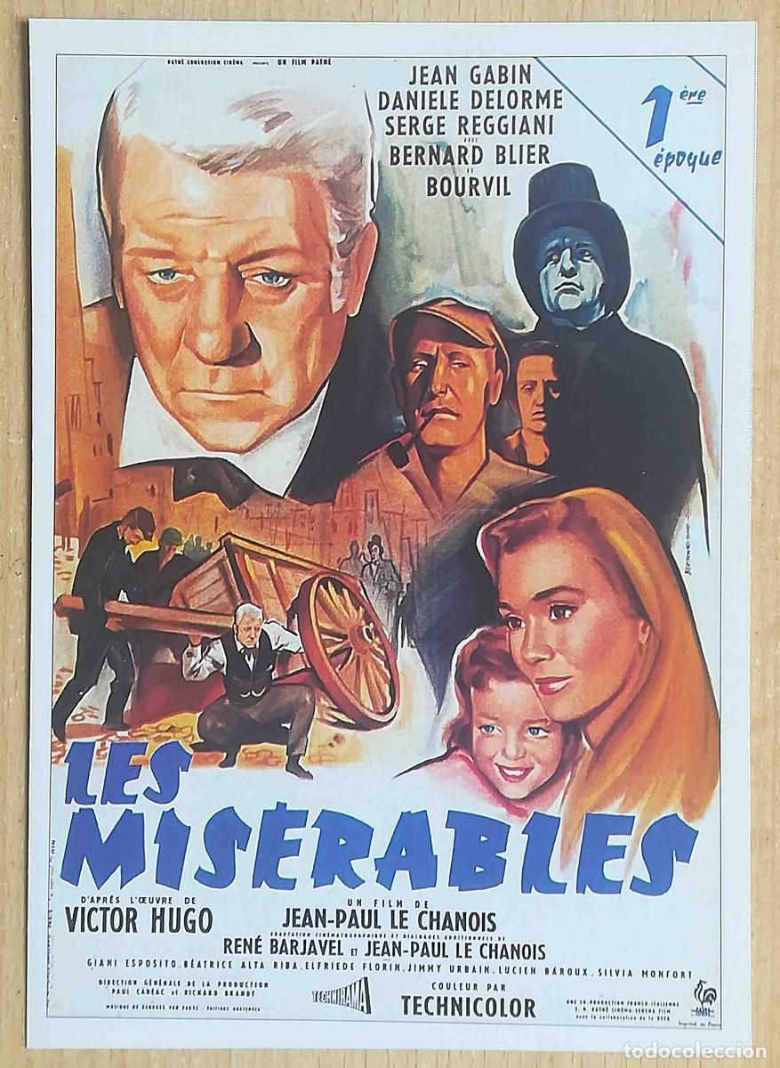 Cine: Los miserables. Jean-Paul Le Chanois 1958 (JeanGabin, Bernard Blier) Programa de mano revista acci&oacute;n