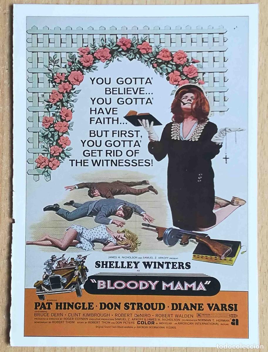 Cine: Mam&aacute; sangrienta. Roger Corman 1970 (Shelley Winters, Robert De Niro) Programa de mano revista acci&oacute;n