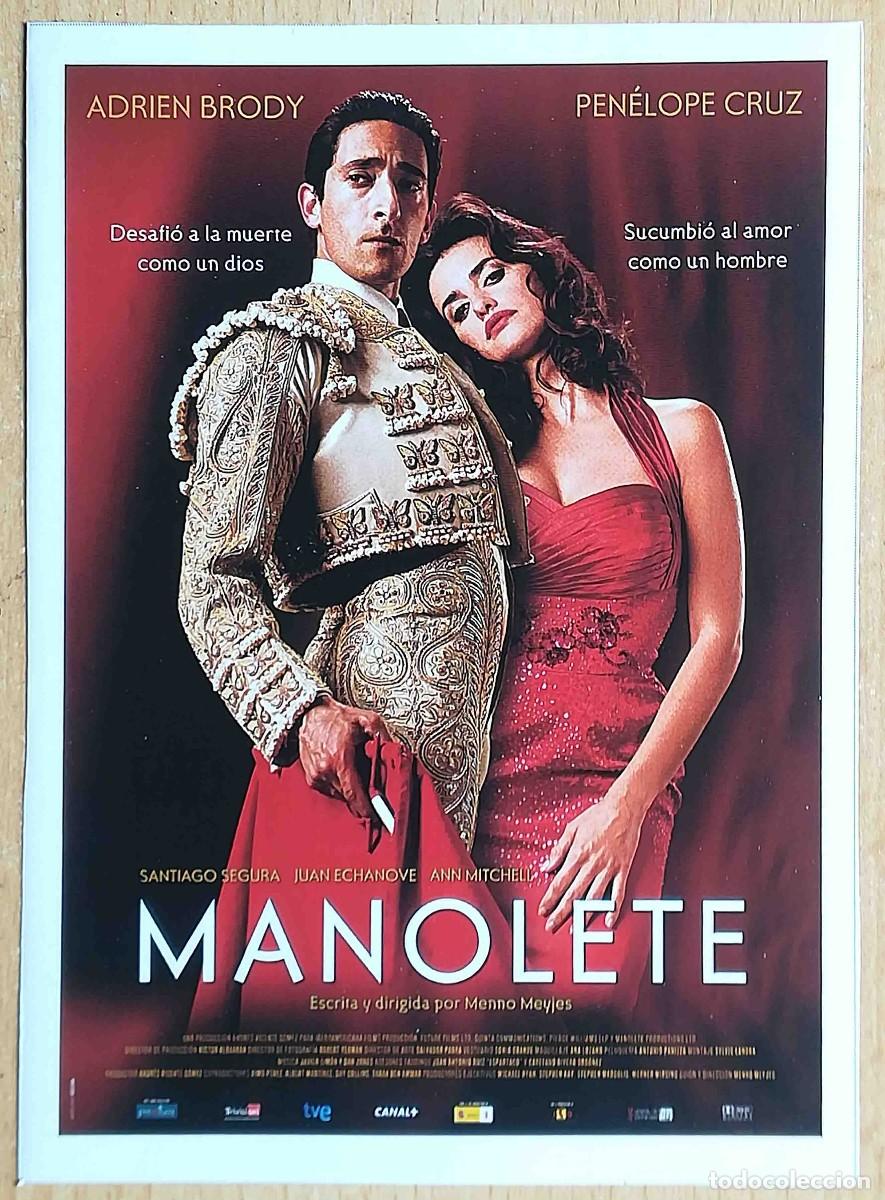 Cine: Manolete. Menno Meyjes, 2008 (Adrien Brody, Pen&eacute;lope Cruz) Programa de mano revista acci&oacute;n