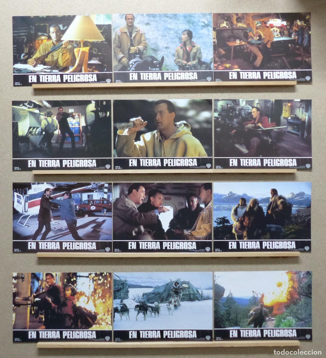 Kino: EN TIERRA PELIGROSA, STEVEN SEAGAL, MICHAEL CAINE, A&Ntilde;O 1994, SET COMPLETO 12 FOTOCROMOS