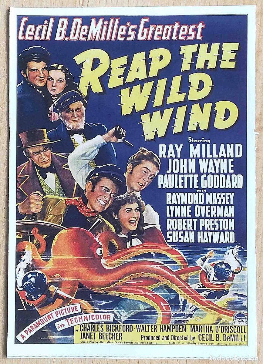 Cine: Piratas del mar Caribe. DeMille, 1942 (John Wayne, Paulette Goddard) Programa de mano revista acci&oacute;n